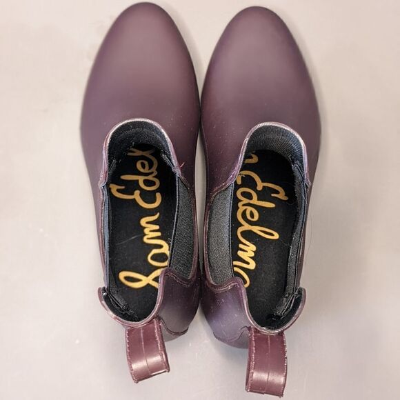 Sam Edelman Tinsley Maroon Rubber Waterproof Women's Chelsea Rain Boots Size 7 - Picture 7 of 8